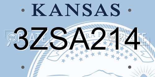 3ZSA214 Kansas License Plate