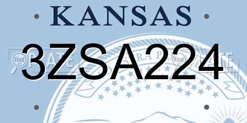 3ZSA224 Kansas License Plate