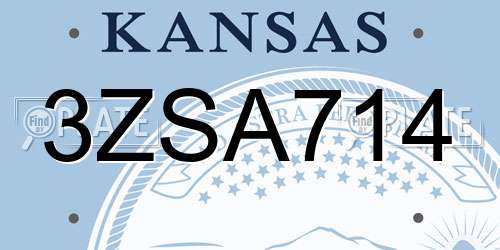 3ZSA714 Kansas License Plate
