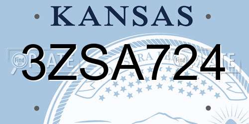 3ZSA724 Kansas License Plate