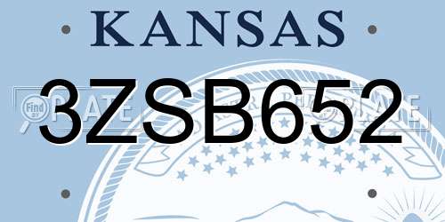 3ZSB652 Kansas License Plate