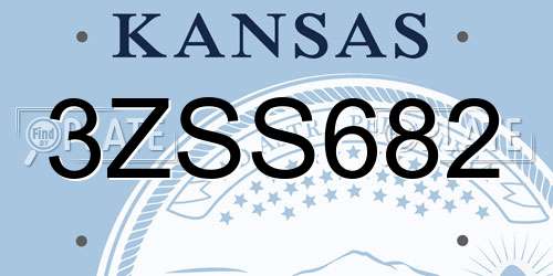3ZSS682 Kansas License Plate