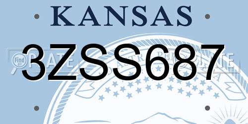 3ZSS687 Kansas License Plate