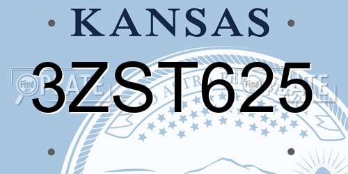 3ZST625 Kansas License Plate