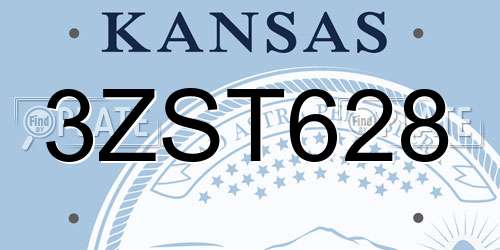 3ZST628 Kansas License Plate