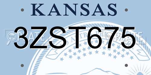 3ZST675 Kansas License Plate
