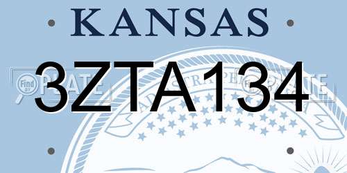 3ZTA134 Kansas License Plate