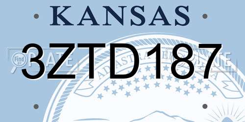 3ZTD187 Kansas License Plate