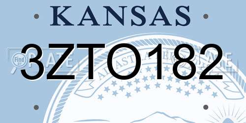 3ZTO182 Kansas License Plate