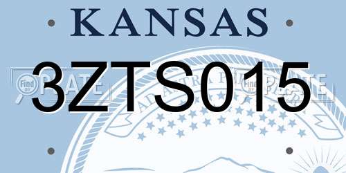 3ZTS015 Kansas License Plate