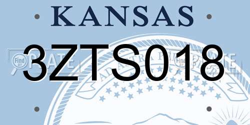 3ZTS018 Kansas License Plate