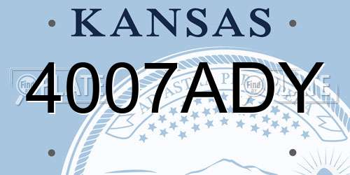 4007ADY Kansas License Plate