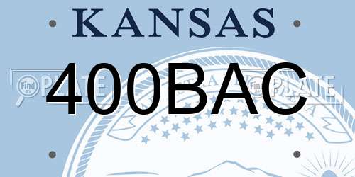 400BAC Kansas License Plate
