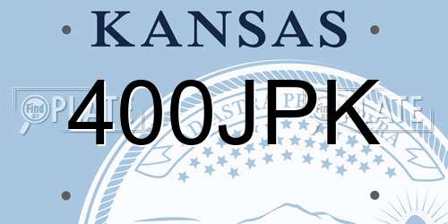 400JPK Kansas License Plate