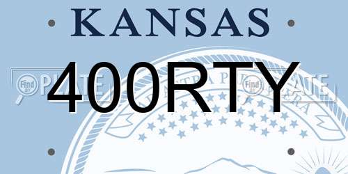 400RTY Kansas License Plate