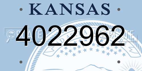 4022962 Kansas License Plate