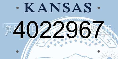 4022967 Kansas License Plate