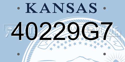 40229G7 Kansas License Plate