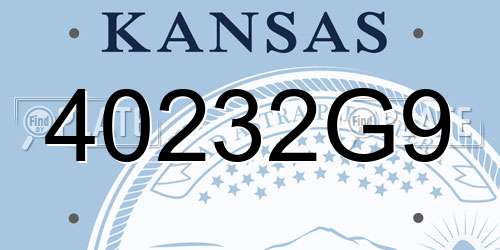 40232G9 Kansas License Plate