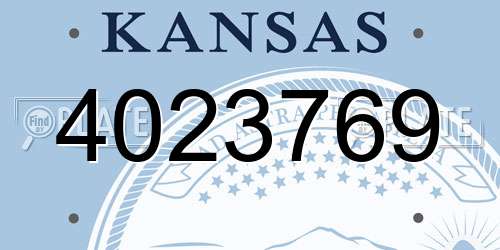 4023769 Kansas License Plate