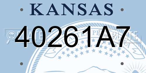 40261A7 Kansas License Plate
