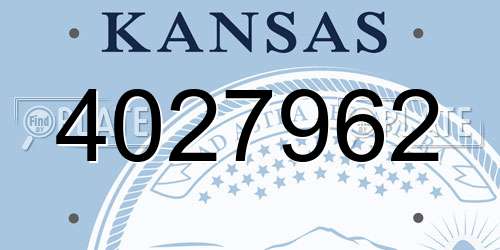 4027962 Kansas License Plate