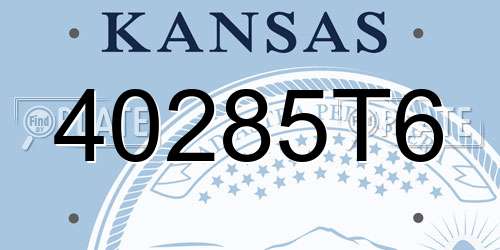 40285T6 Kansas License Plate