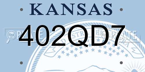 402QD7 Kansas License Plate