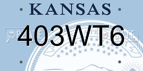 403WT6 Kansas License Plate