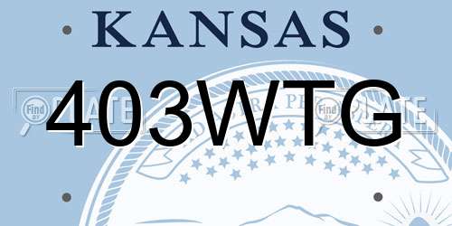 403WTG Kansas License Plate