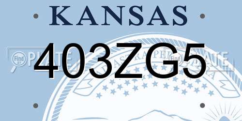 403ZG5 Kansas License Plate