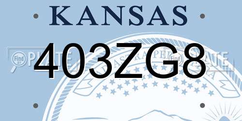 403ZG8 Kansas License Plate