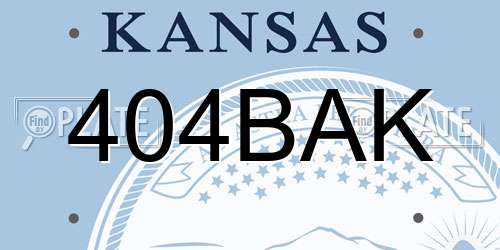 404BAK Kansas License Plate