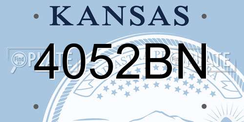 4052BN Kansas License Plate