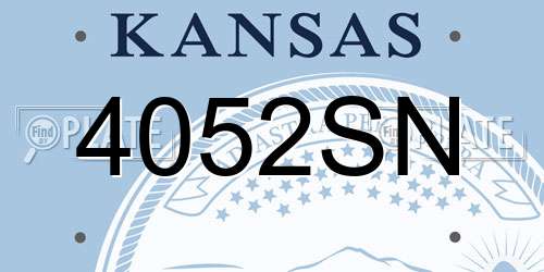 4052SN Kansas License Plate