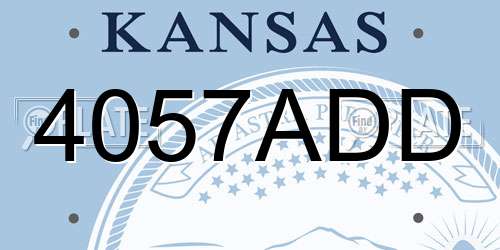 4057ADD Kansas License Plate