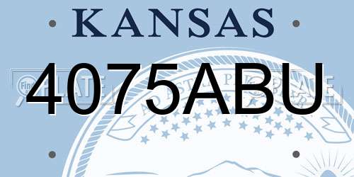 4075ABU Kansas License Plate