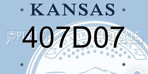 407D07 Kansas License Plate