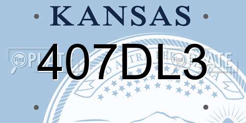 407DL3 Kansas License Plate