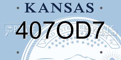 407OD7 Kansas License Plate