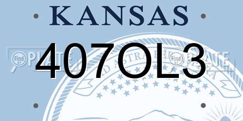 407OL3 Kansas License Plate