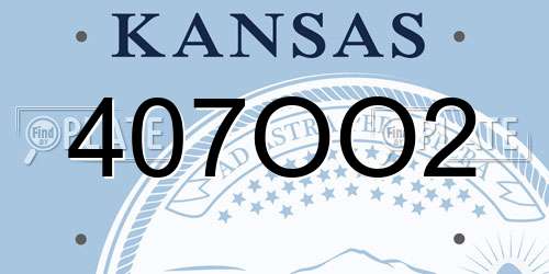 407OO2 Kansas License Plate