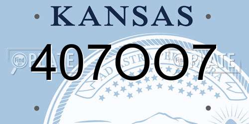 407OO7 Kansas License Plate