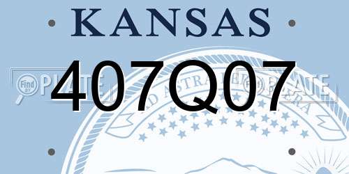 407Q07 Kansas License Plate