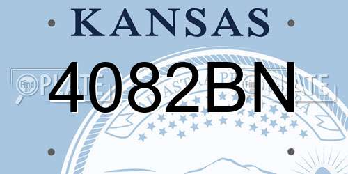 4082BN Kansas License Plate