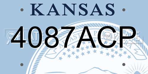 4087ACP Kansas License Plate