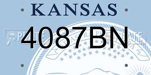4087BN Kansas License Plate