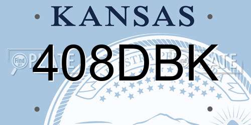 408DBK Kansas License Plate
