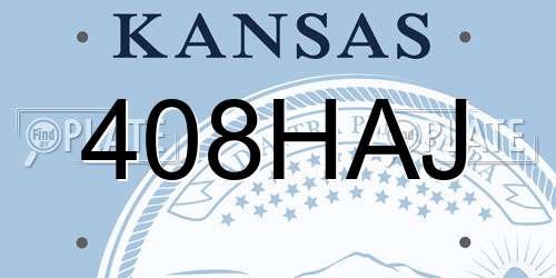 408HAJ Kansas License Plate