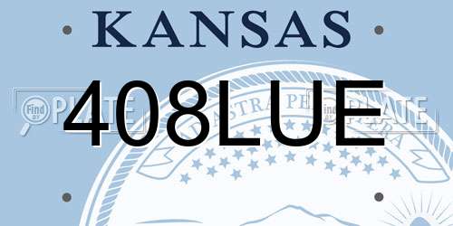 408LUE Kansas License Plate